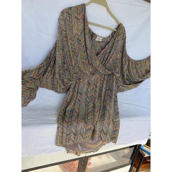 Parker Fully Beaded Pastel Chevron 100% Silk Chiffon Dress XS Art Deco Cocktail - Picture 8 of 9